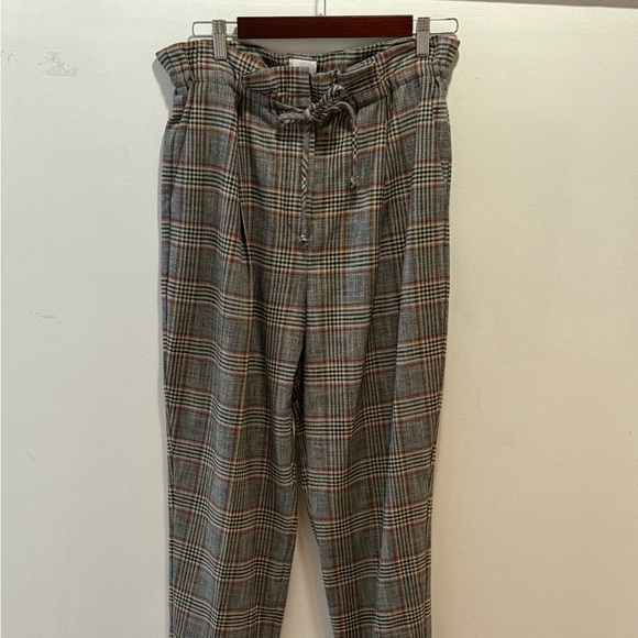 Wilfred Pants - Wilfred Tie Front Check Pant Aritzia Women M High rise  Waist Tie Zippers